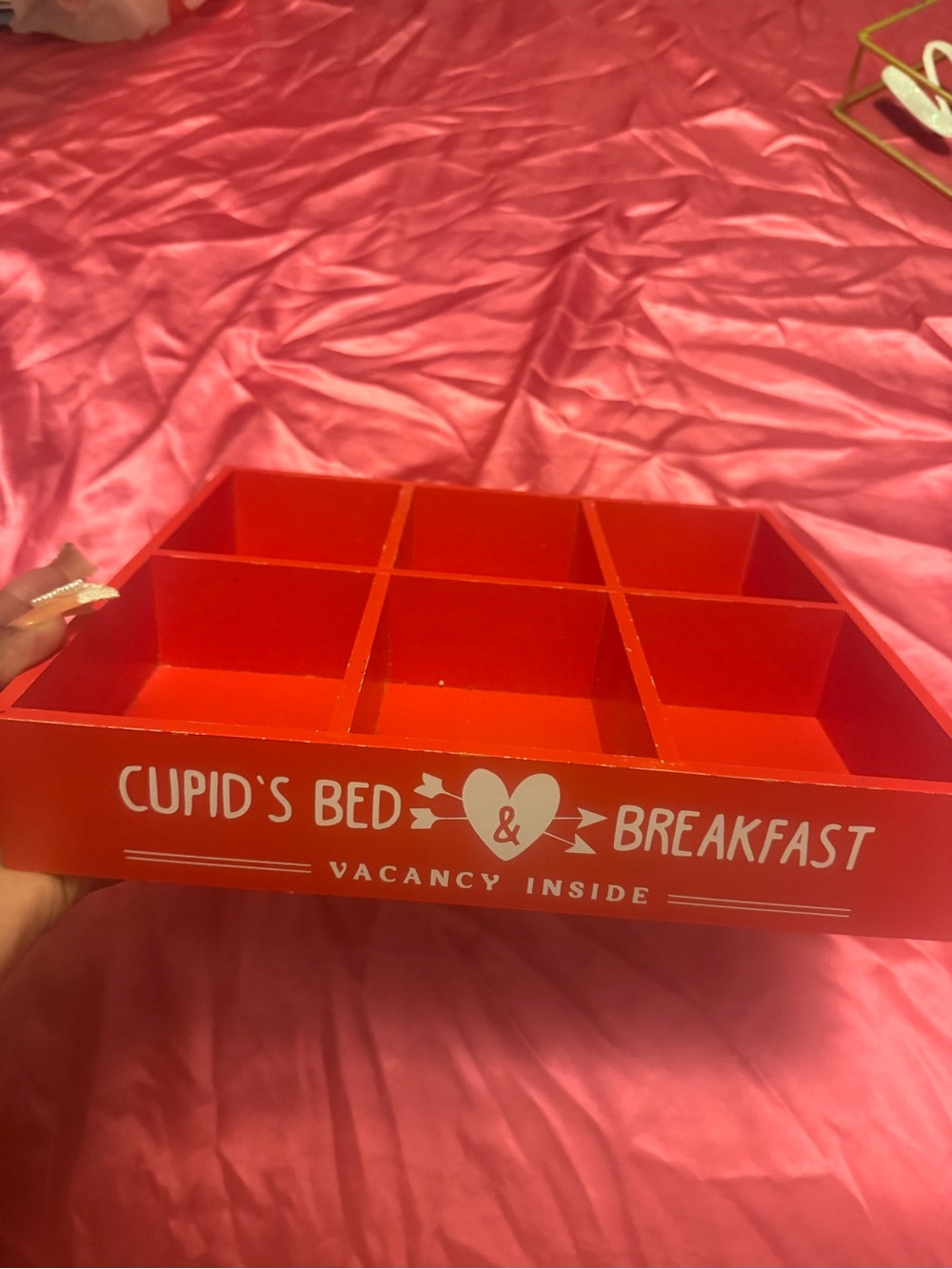 Cupid's Bed & Breakfast Red Decorative Organizer